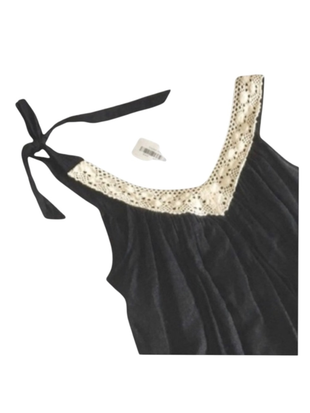 new Shay Todd ❁ Handkerchief Hem Crochet Shoulder Tie Dress Swim Cover ❁ Black L - Picture 5 of 15